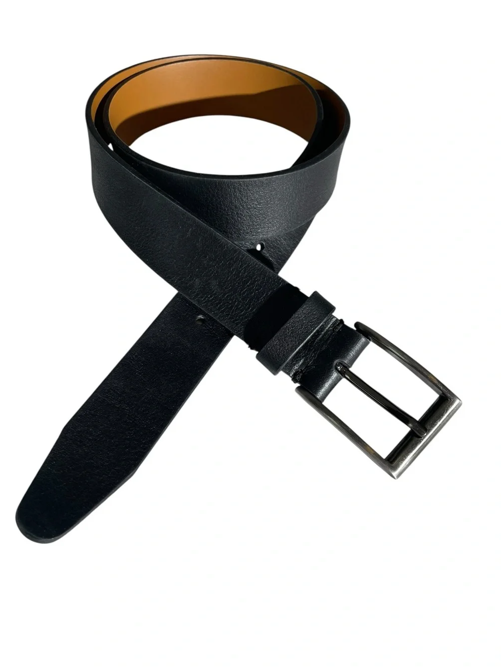 Horween Leather Belt By Johnston & Murphy USA Italy Black Silver Sz 32 Limited